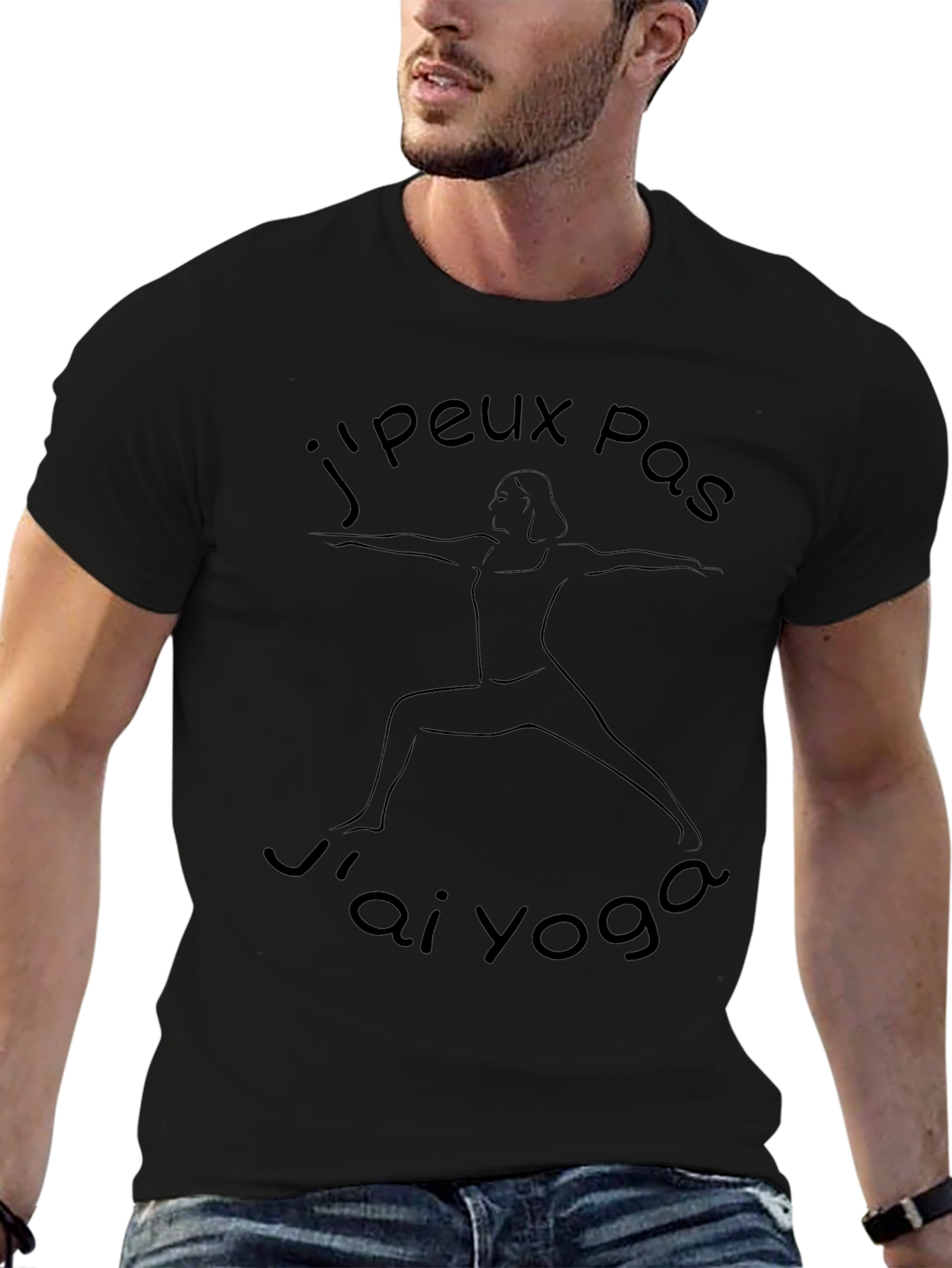 Camiseta Negra Jpeux Pas Jai Yoga para Hombre
