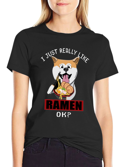 Camiseta Negra Divertida: Amo el Ramen
