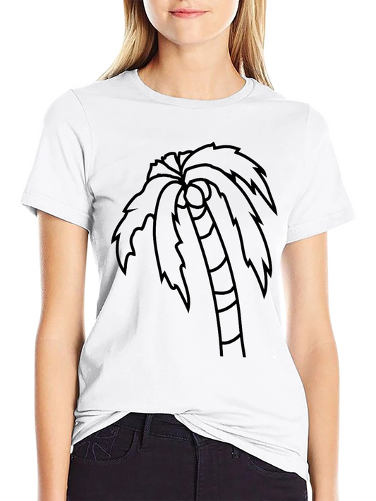 Camiseta Negra con Diseño de Palmera Tropical