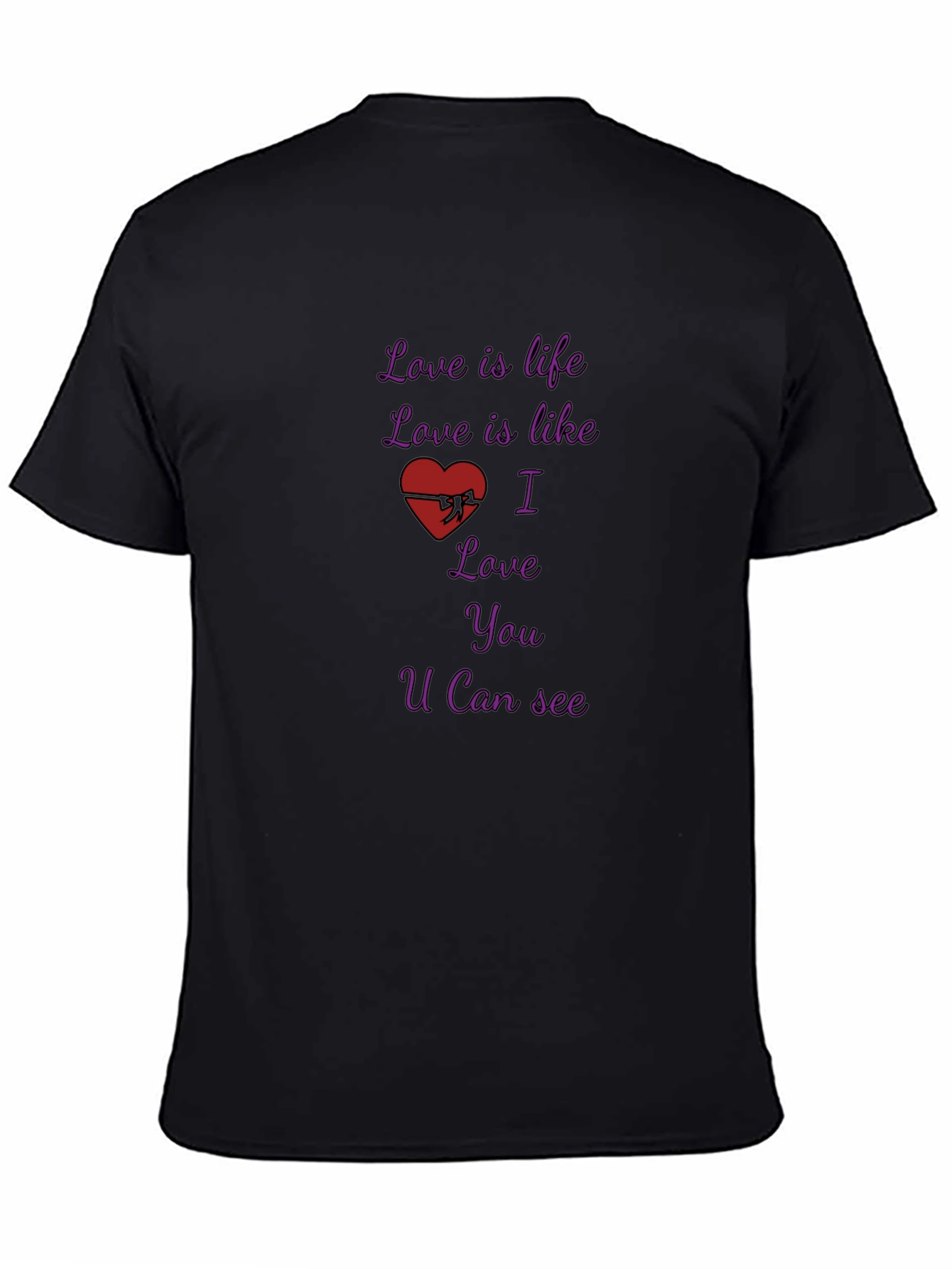 Camiseta Negra con Diseño Romántico Love is Life