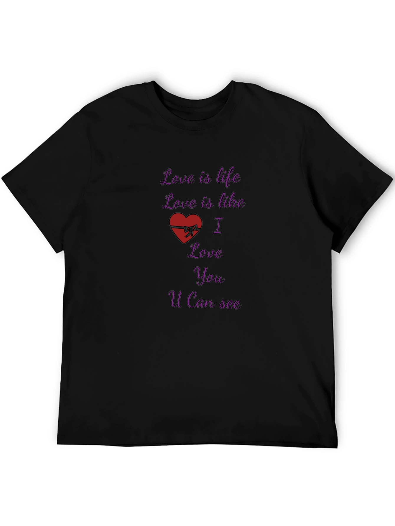 Camiseta Negra con Diseño Romántico Love is Life