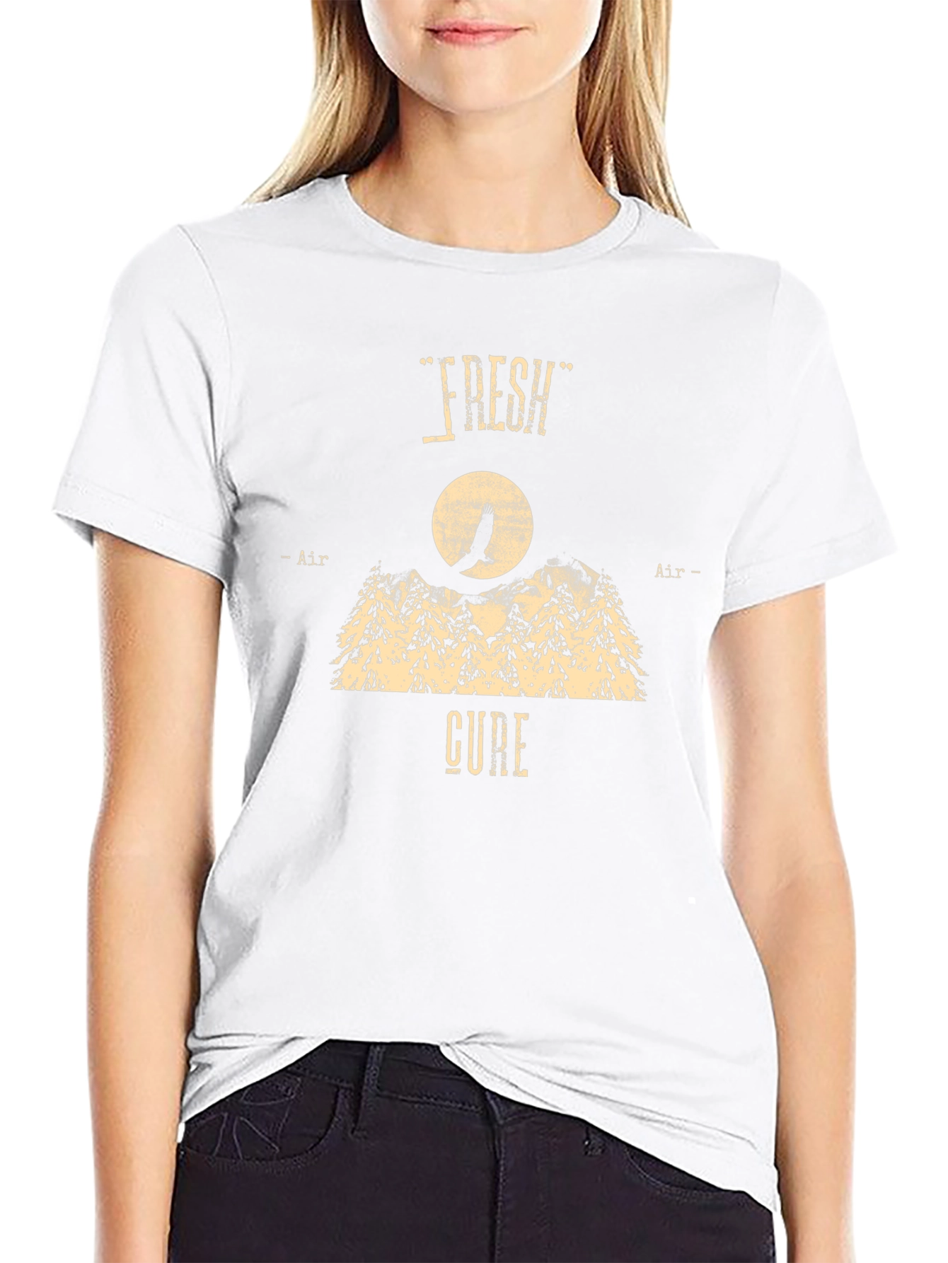 Camiseta Negra Fresh Air Cure Diseño Montaña