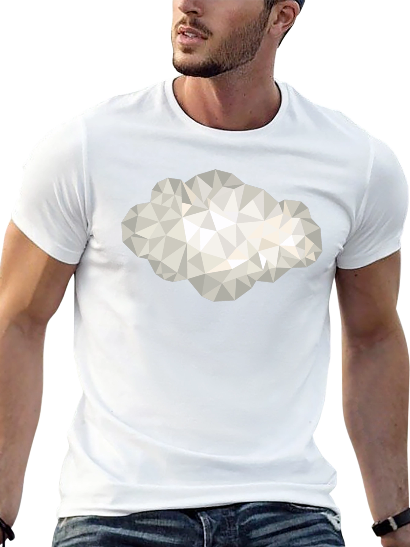 Camiseta Negra con Diseño de Nube Geométrica