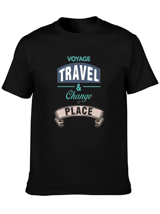 Camiseta Negra Estampada Viaje Viajar Cambiar