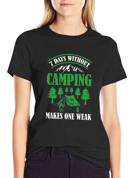 Camiseta Negra de Camping - 7 Días Sin Acampar