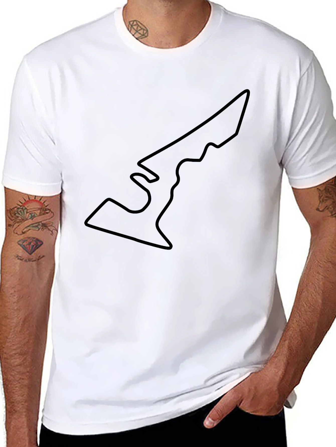 Camiseta Negra con Diseño de Pista de Carreras