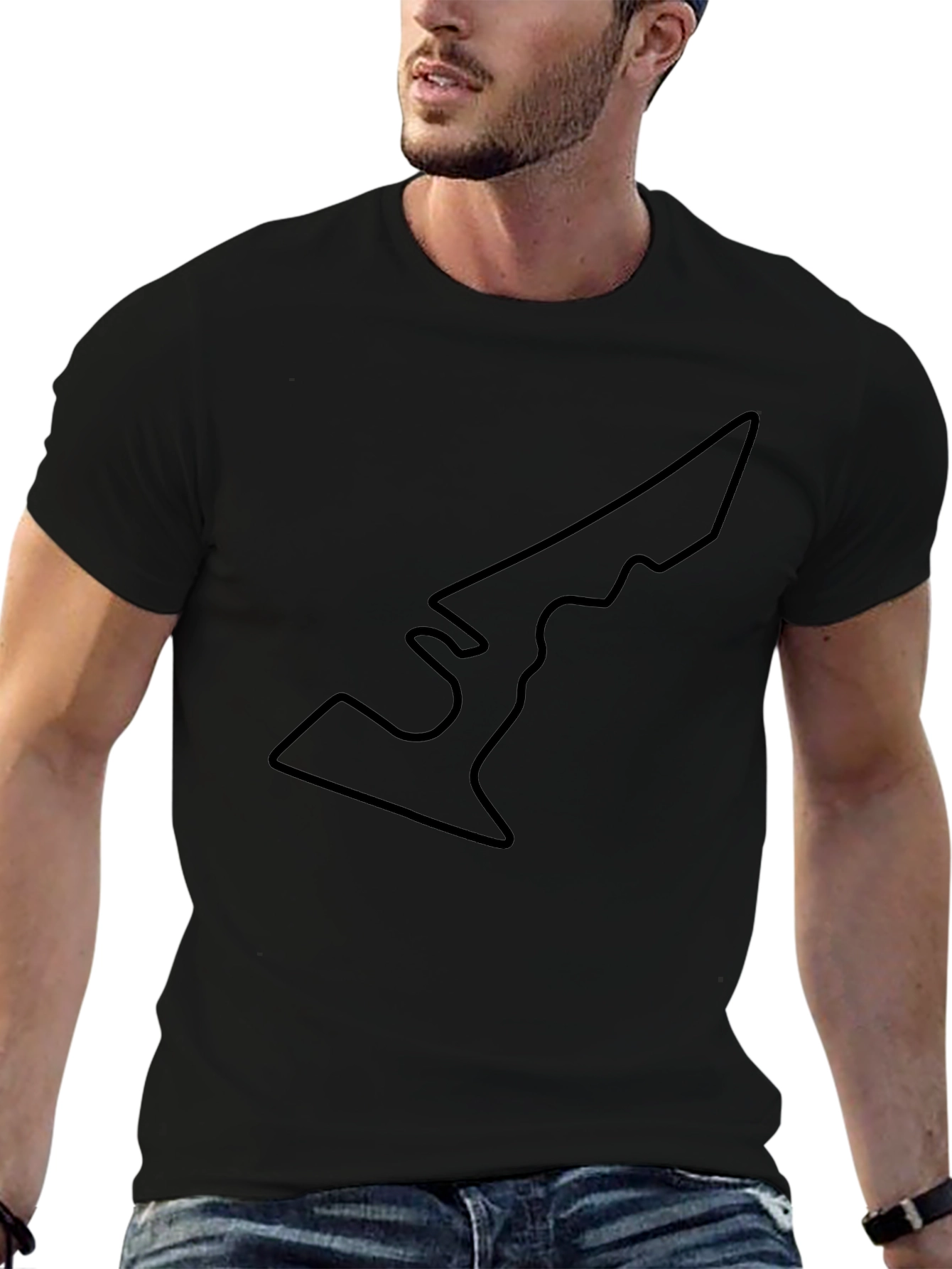 Camiseta Negra con Diseño de Pista de Carreras