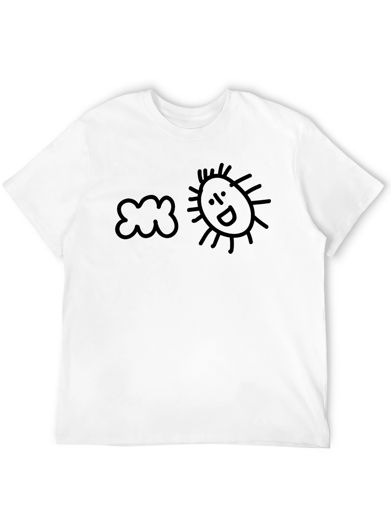 Camiseta Negra Sol y Nube Estilo Doodle