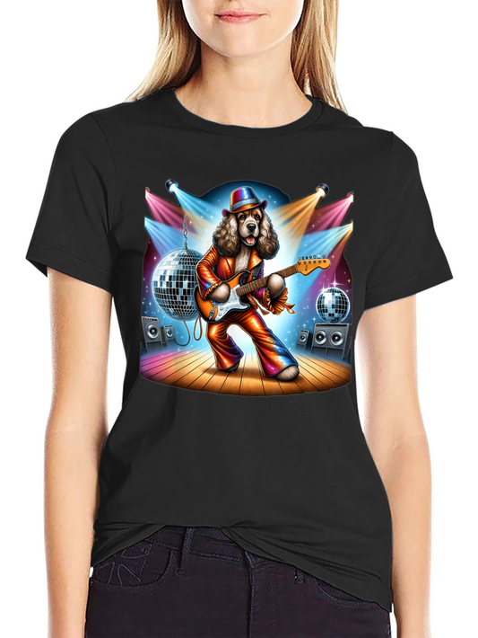 Camiseta Negra con Perro Rockstar Disco