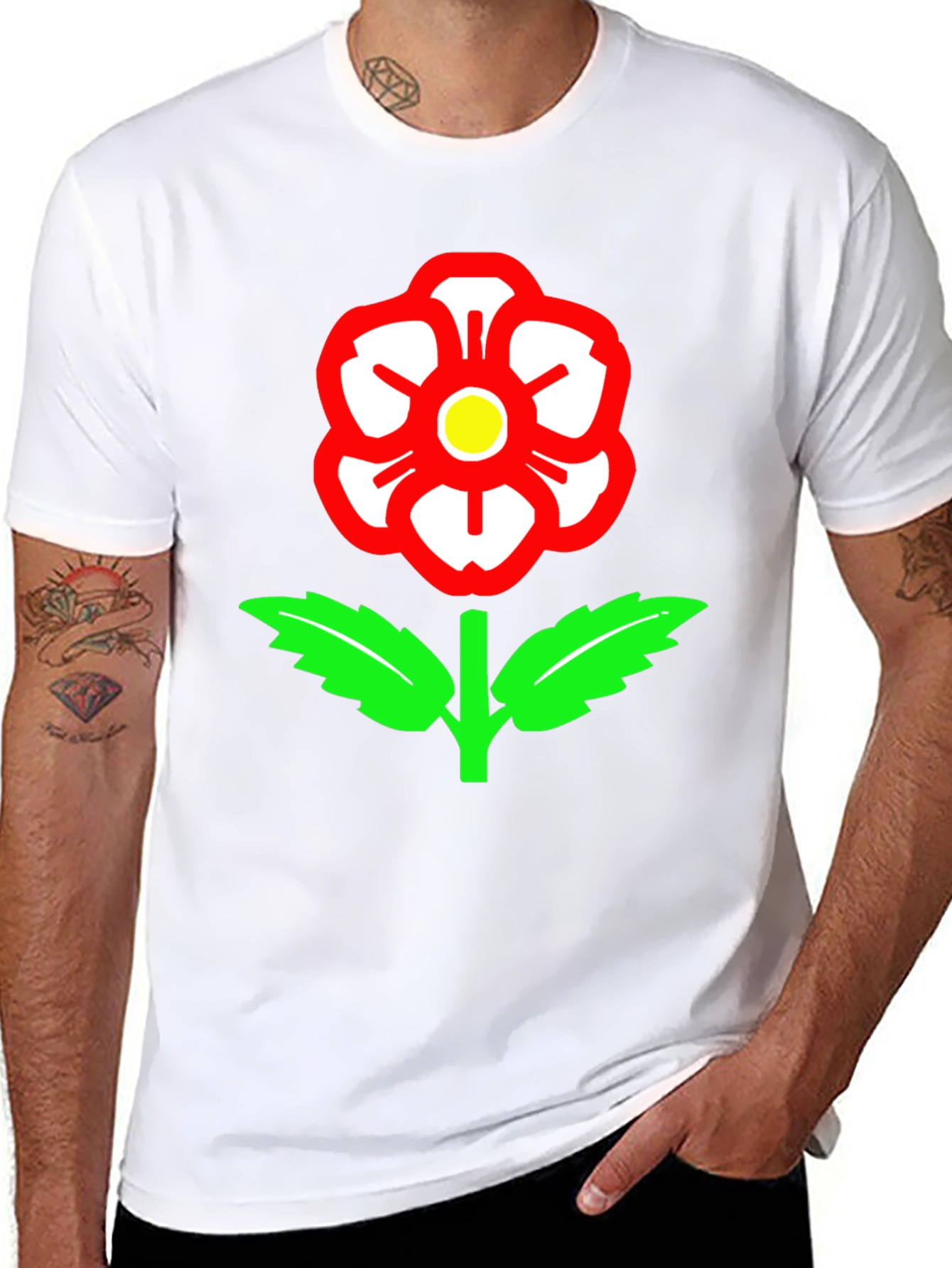 Camiseta Negra con Rosa de Lancashire