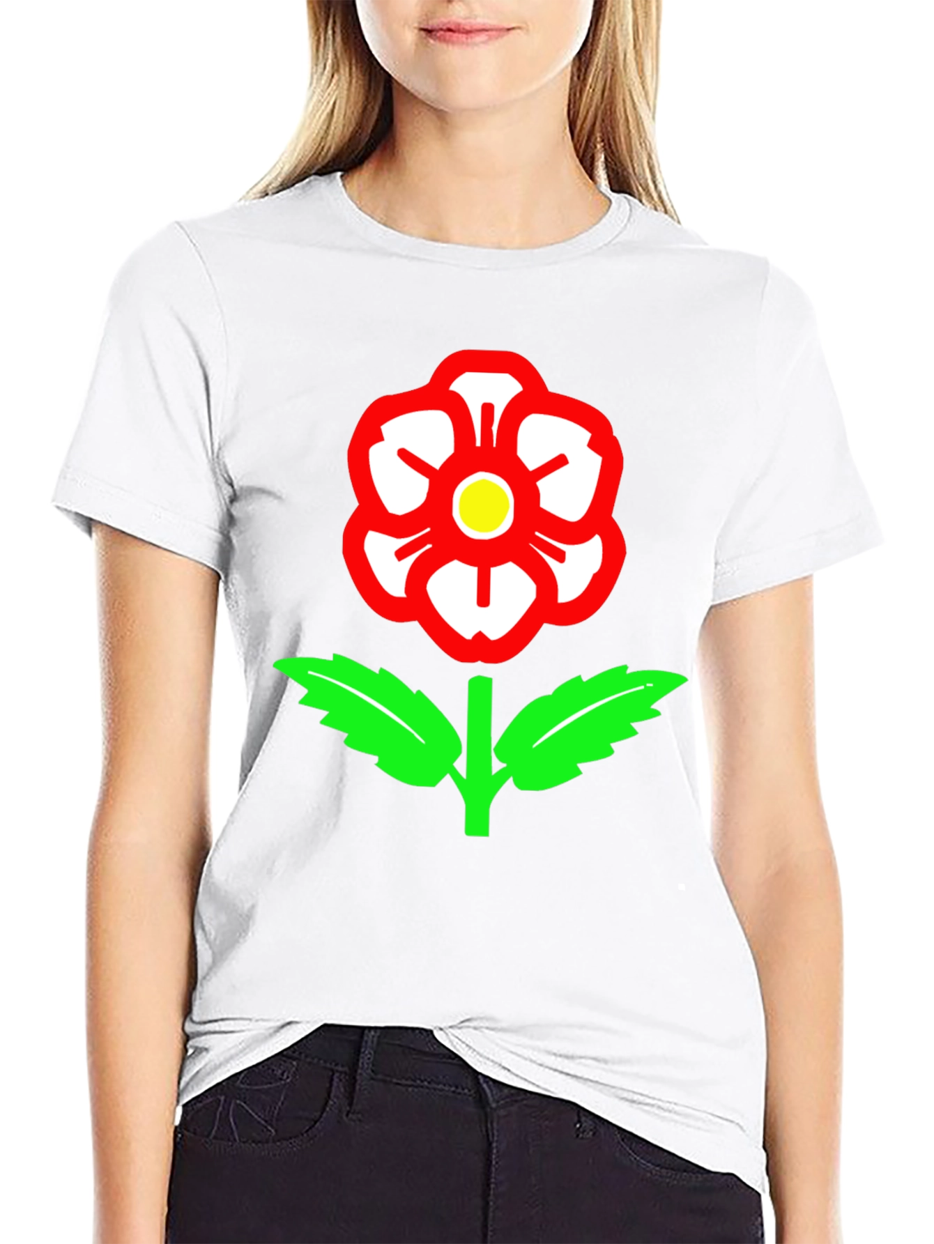 Camiseta Negra con Rosa de Lancashire