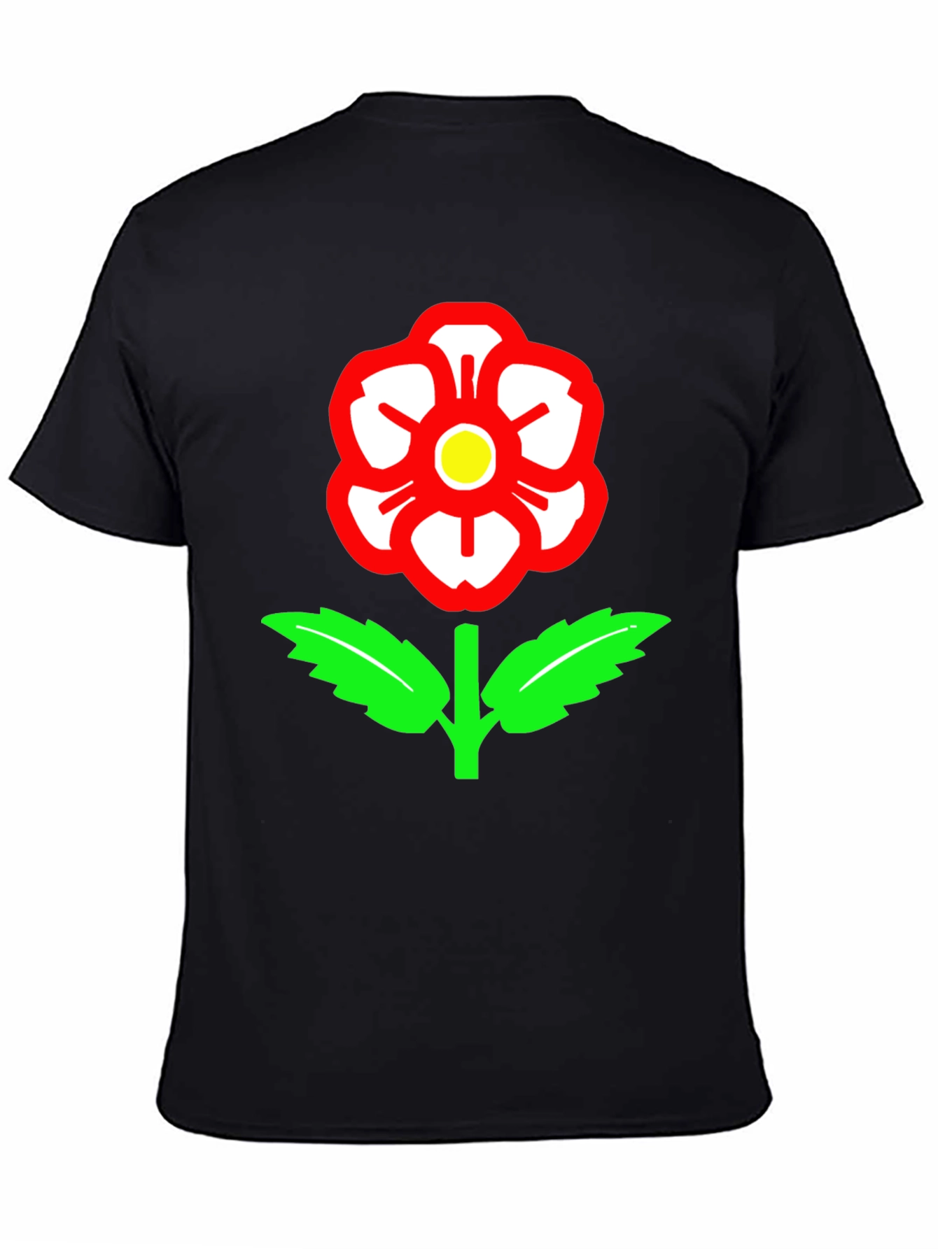 Camiseta Negra con Rosa de Lancashire