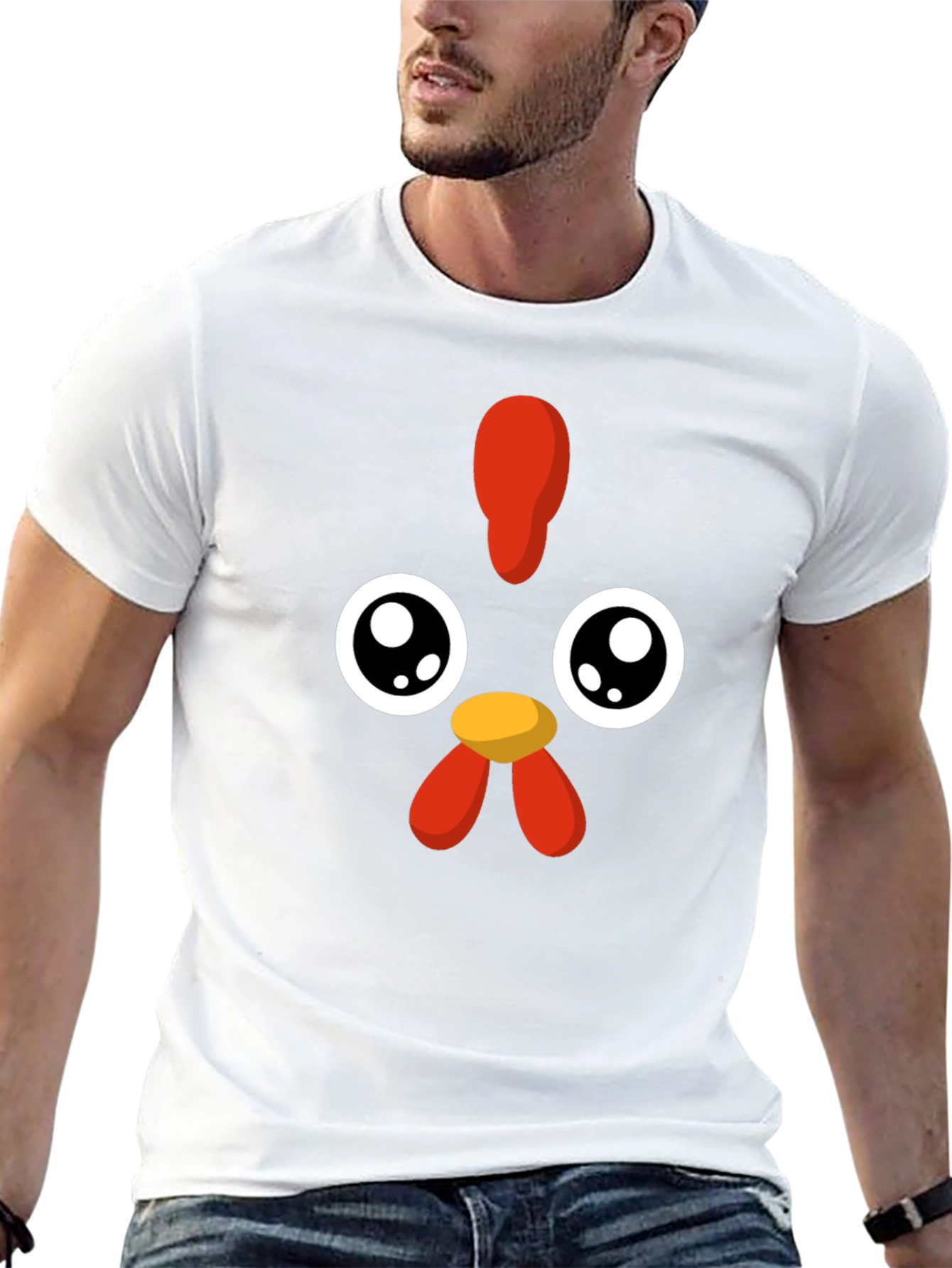 Camiseta Negra con Diseño de Pollo Kawaii