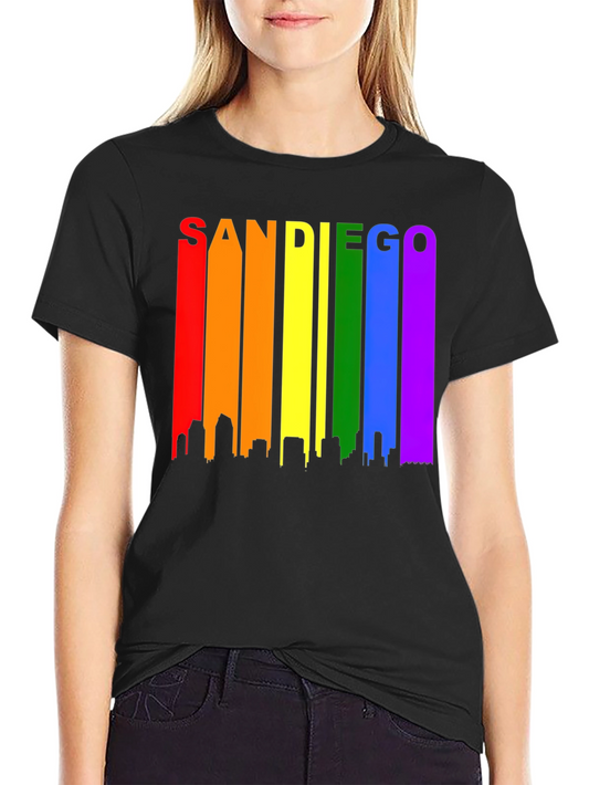 Camiseta Negra San Diego Skyline LGBT