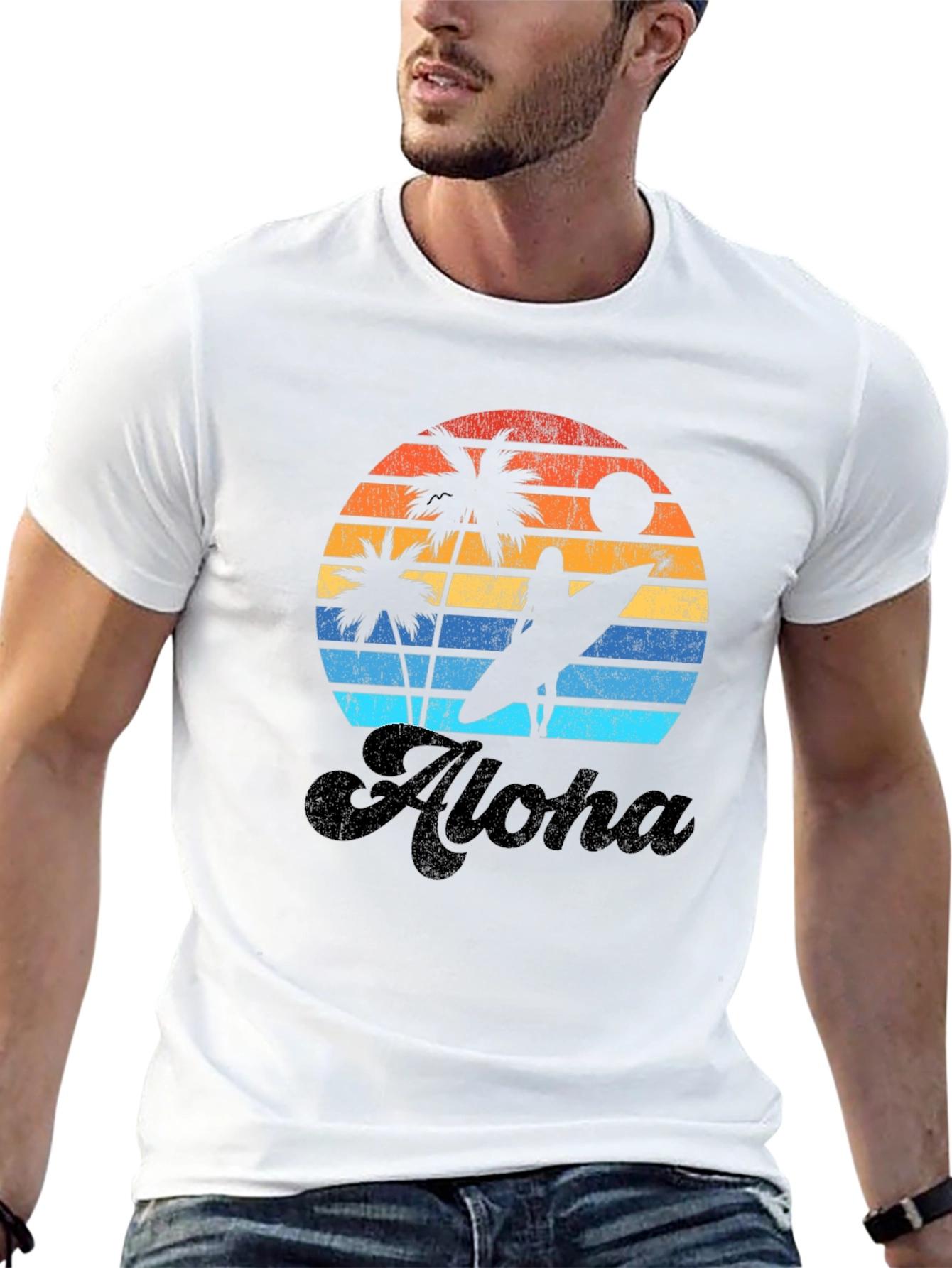Camiseta Aloha Sunset Surf para Hombre