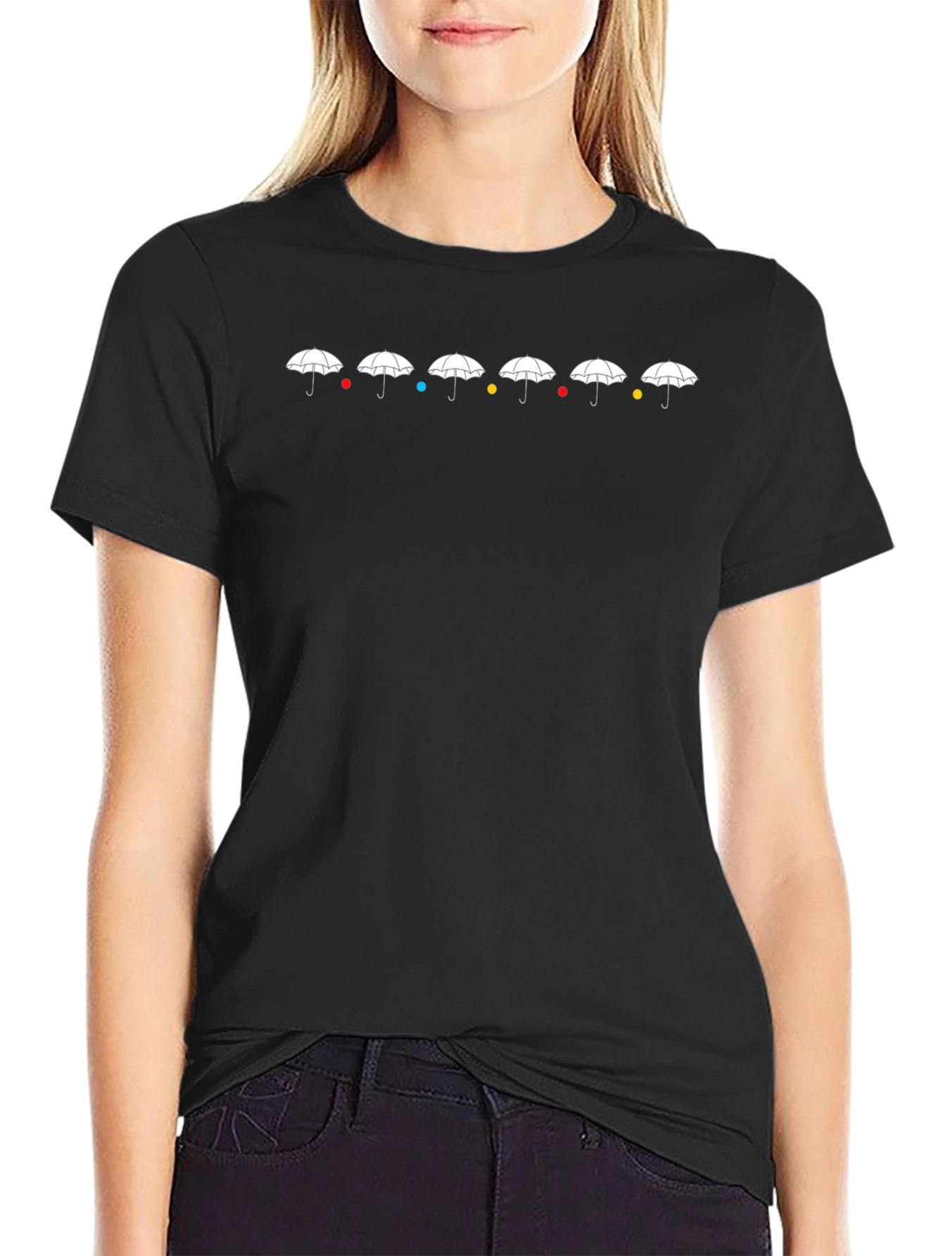 Camiseta Negra Friends Umbrellas