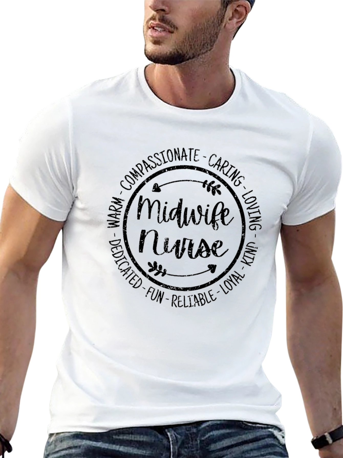Camiseta Negra Midwife Nurse para Profesionales Sanitarias