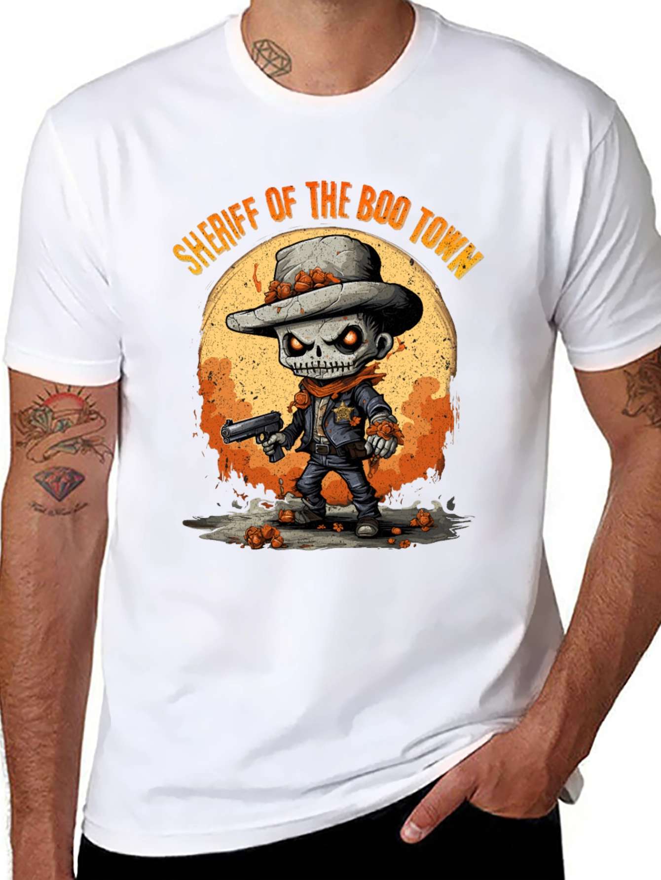 Camiseta Halloween Sheriff Esqueleto
