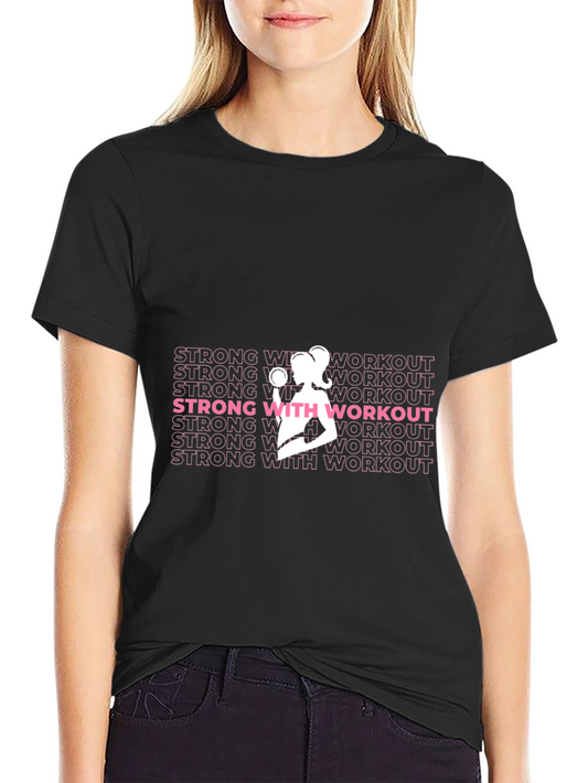Camiseta Negra de Entrenamiento para Mujer Strong With Workout