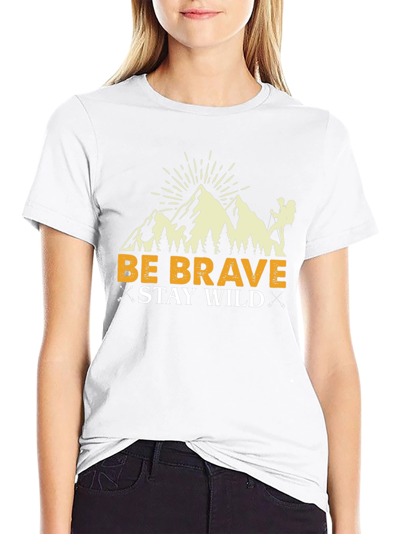Camiseta Negra Be Brave Stay Wild para Aventureros