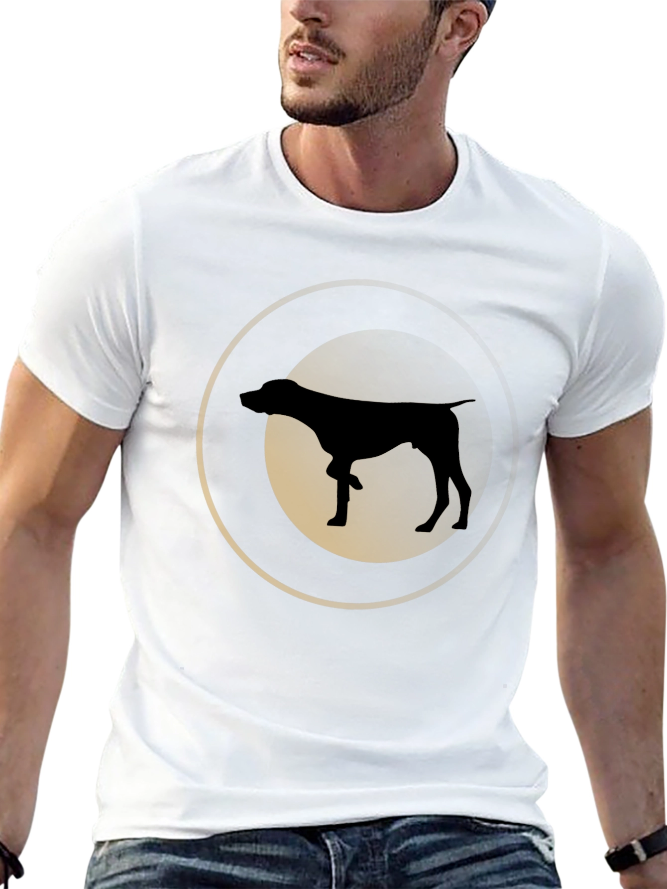Camiseta Negra con Silueta de Perro Pointer