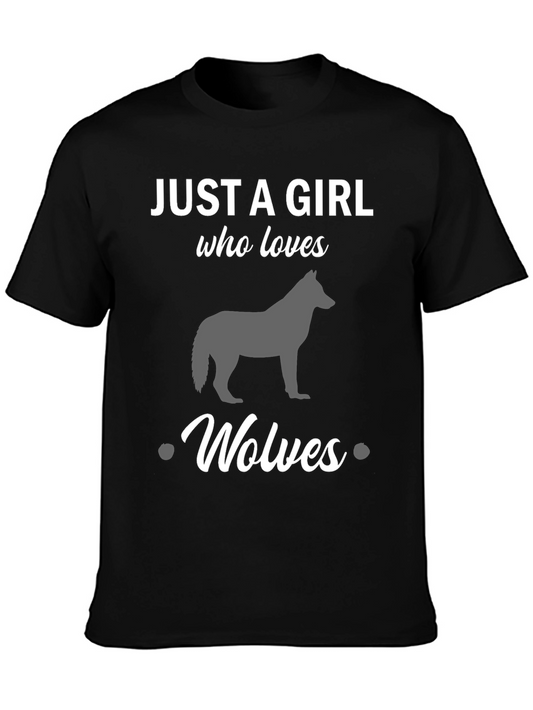 Camiseta Negra Solo una chica que ama a los lobos