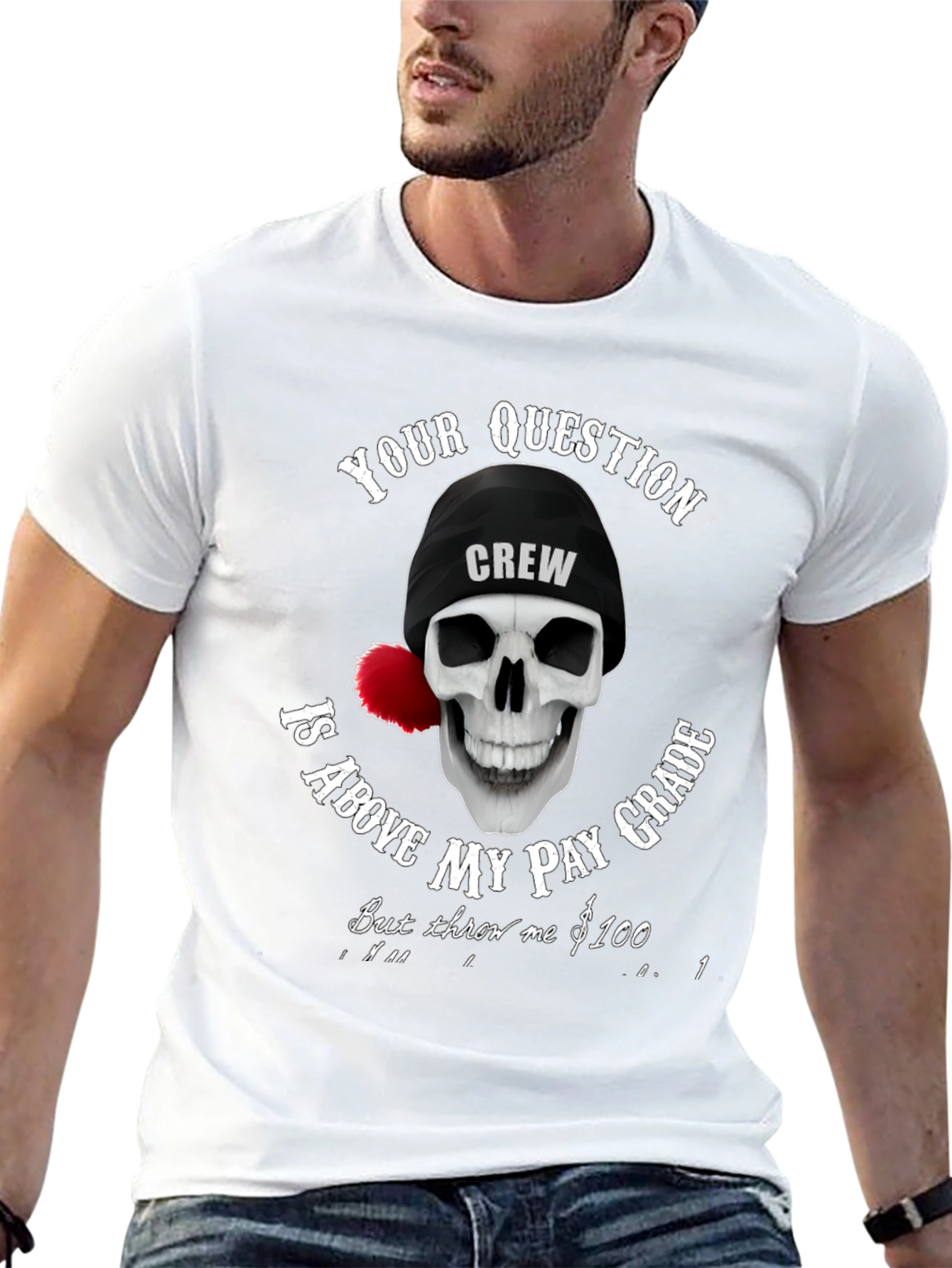 Camiseta Negra con Diseño de Calavera Crew