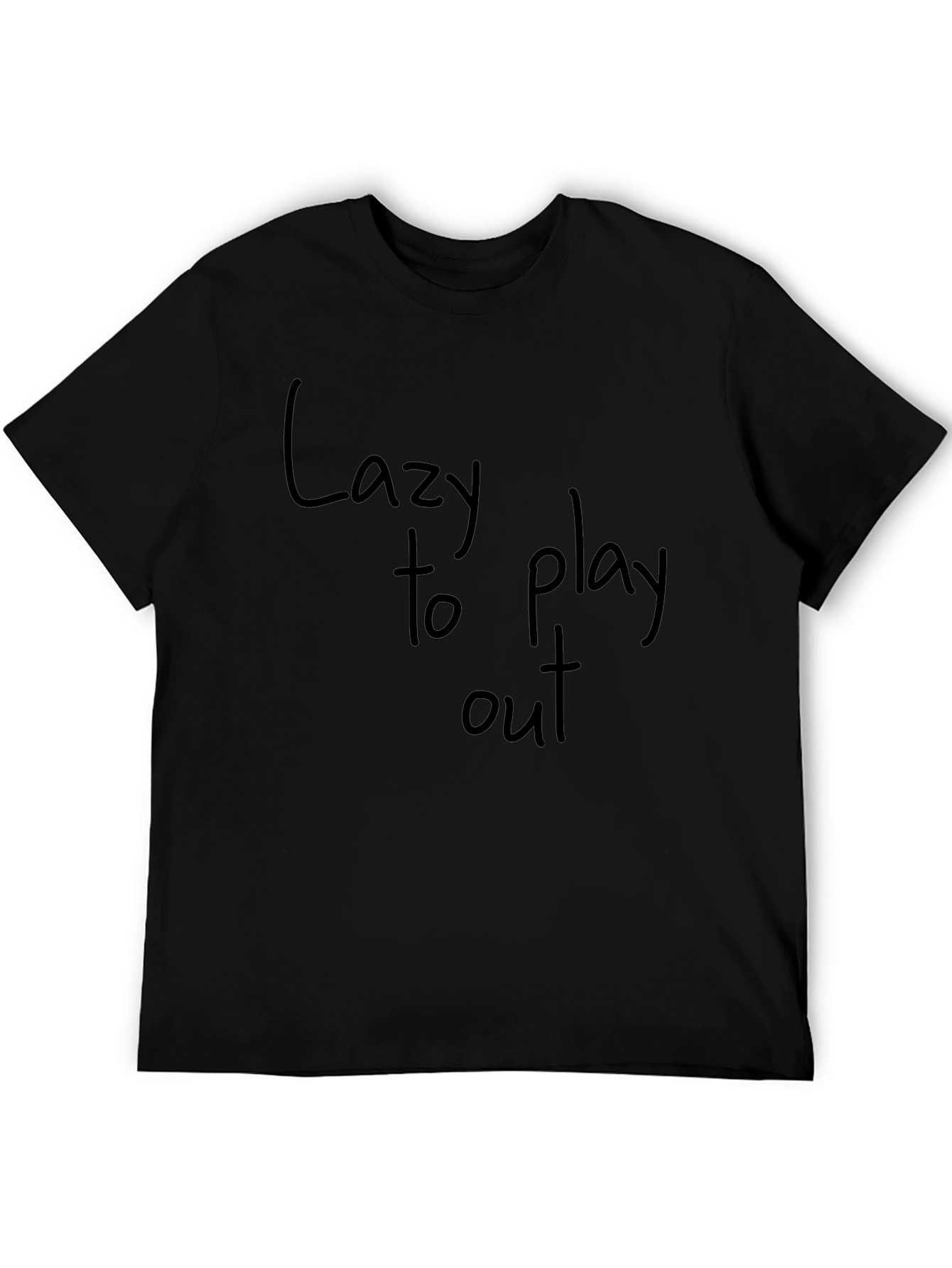 Camiseta Negra con Estampado Lazy to Play Out
