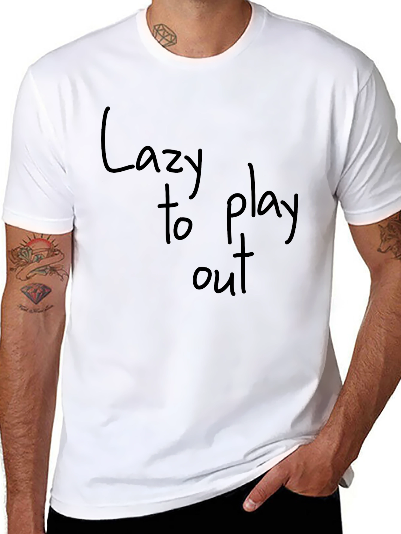 Camiseta Negra con Estampado Lazy to Play Out