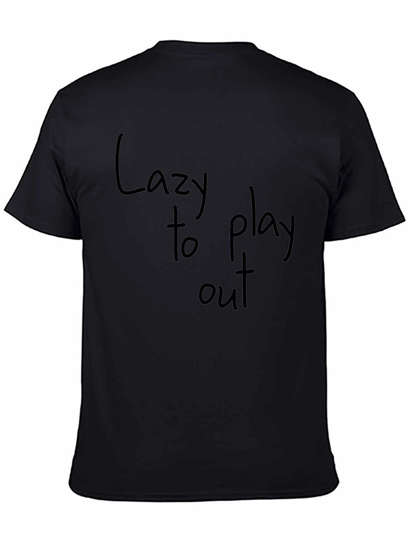 Camiseta Negra con Estampado Lazy to Play Out