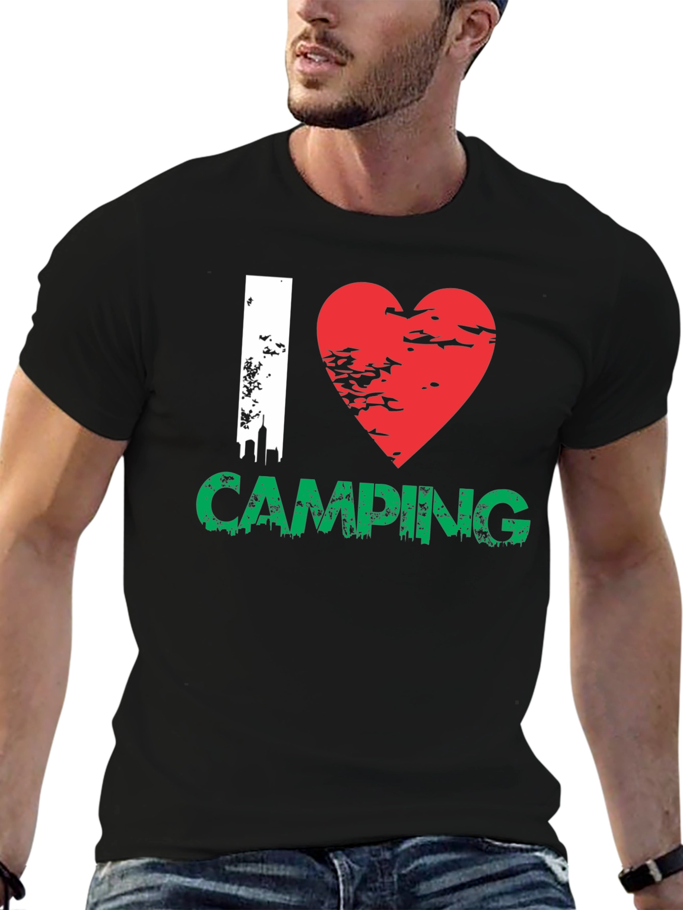 Camiseta Negra I ❤️ Camping