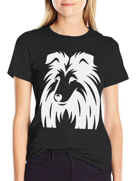 Camiseta Negra con Diseño de Collie Blanco