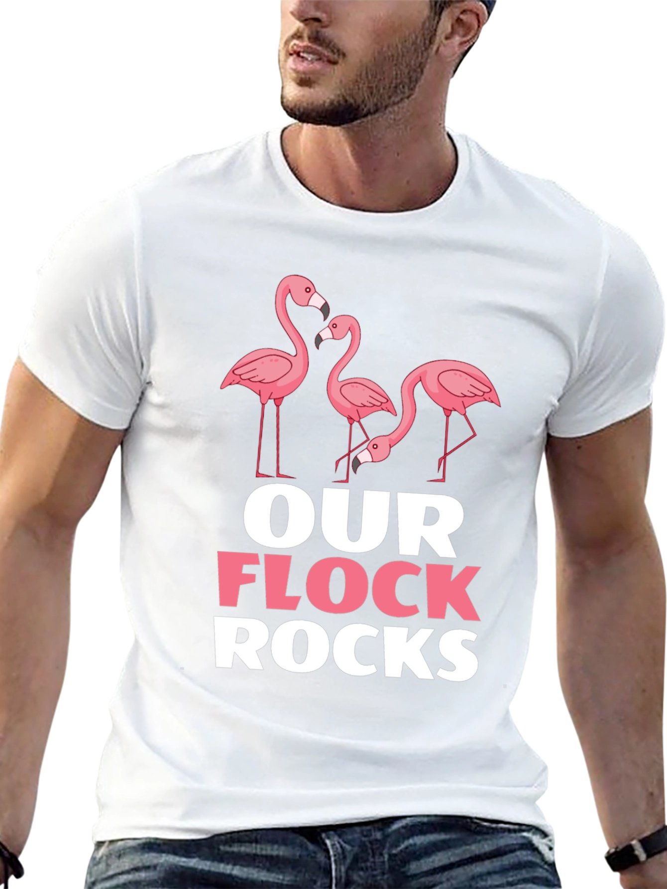 Camiseta Negra con Diseño de Flamencos Our Flock Rocks