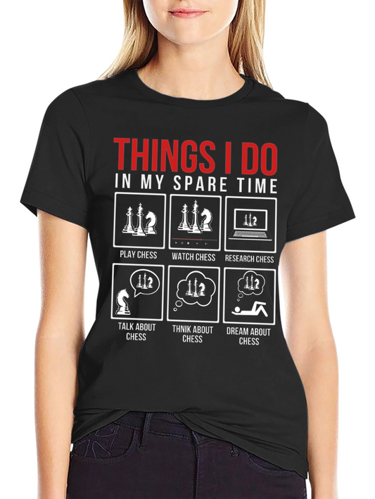 Camiseta Negra Things I Do In My Spare Time Ajedrez