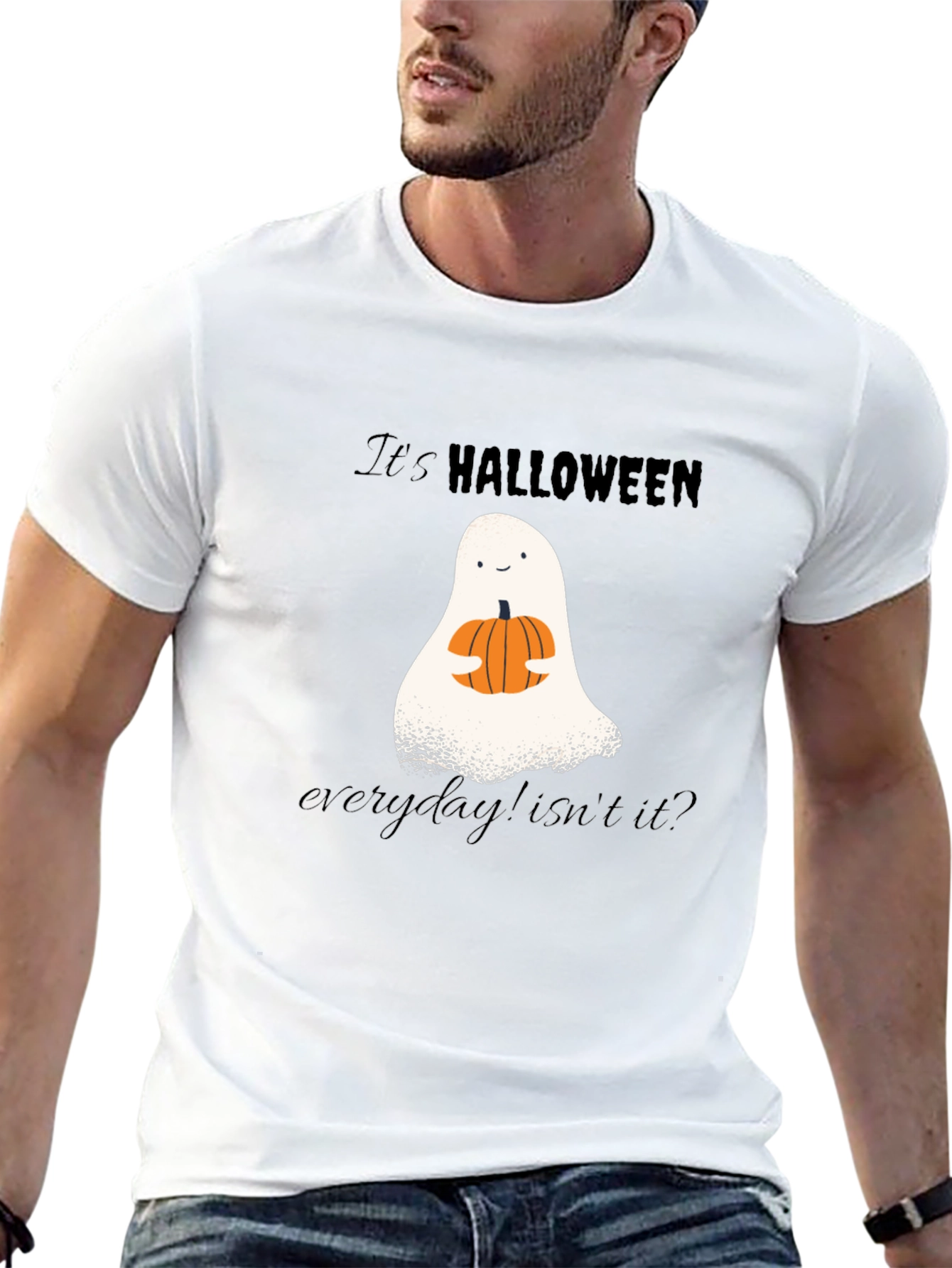 Camiseta Halloween Fantasma y Calabaza