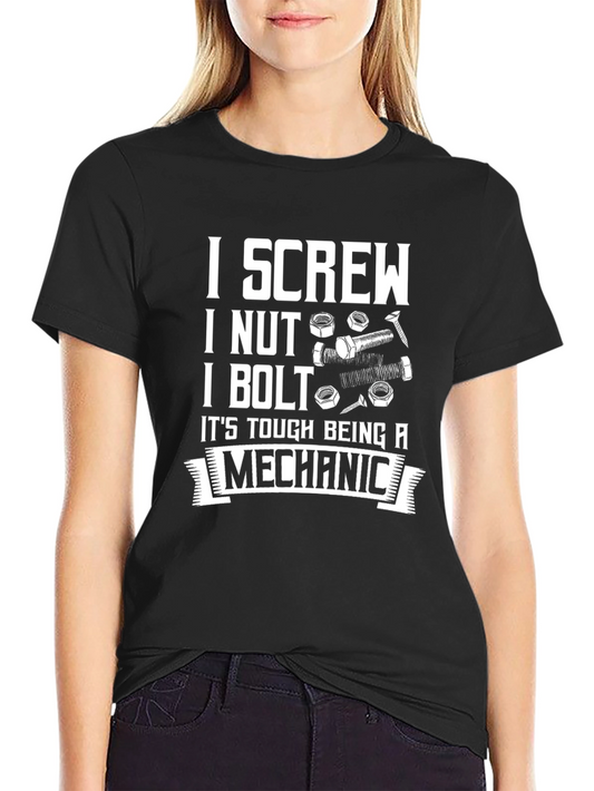 Camiseta Negra: Screw Nut Bolt - Mecánico
