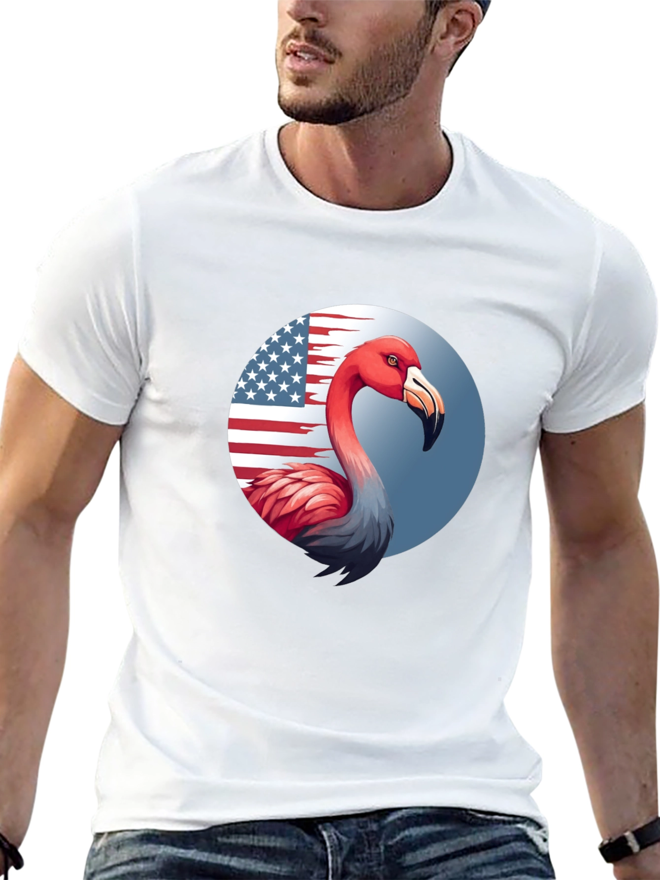 Camiseta Negra con Flamenco Patriótico