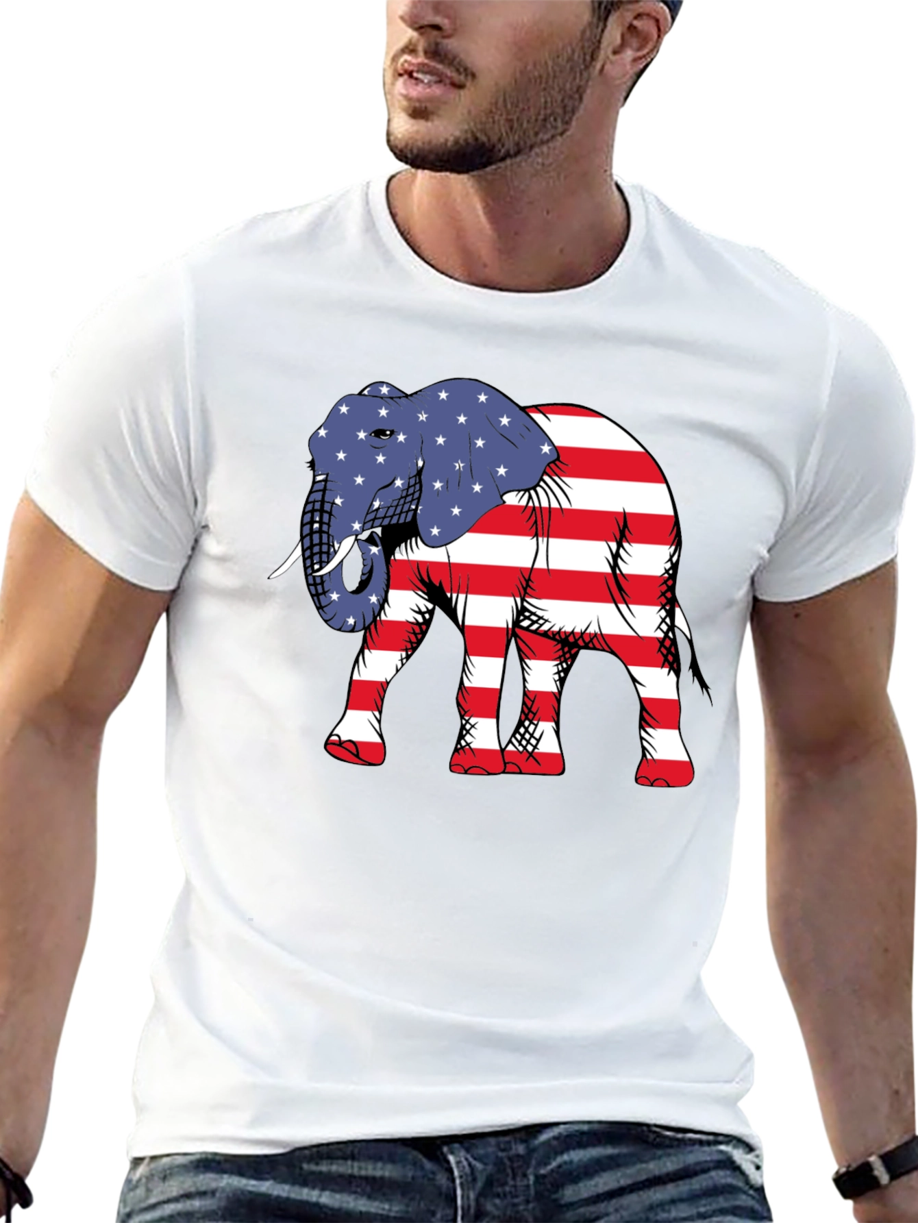 Camiseta Negra con Elefante Patriótico