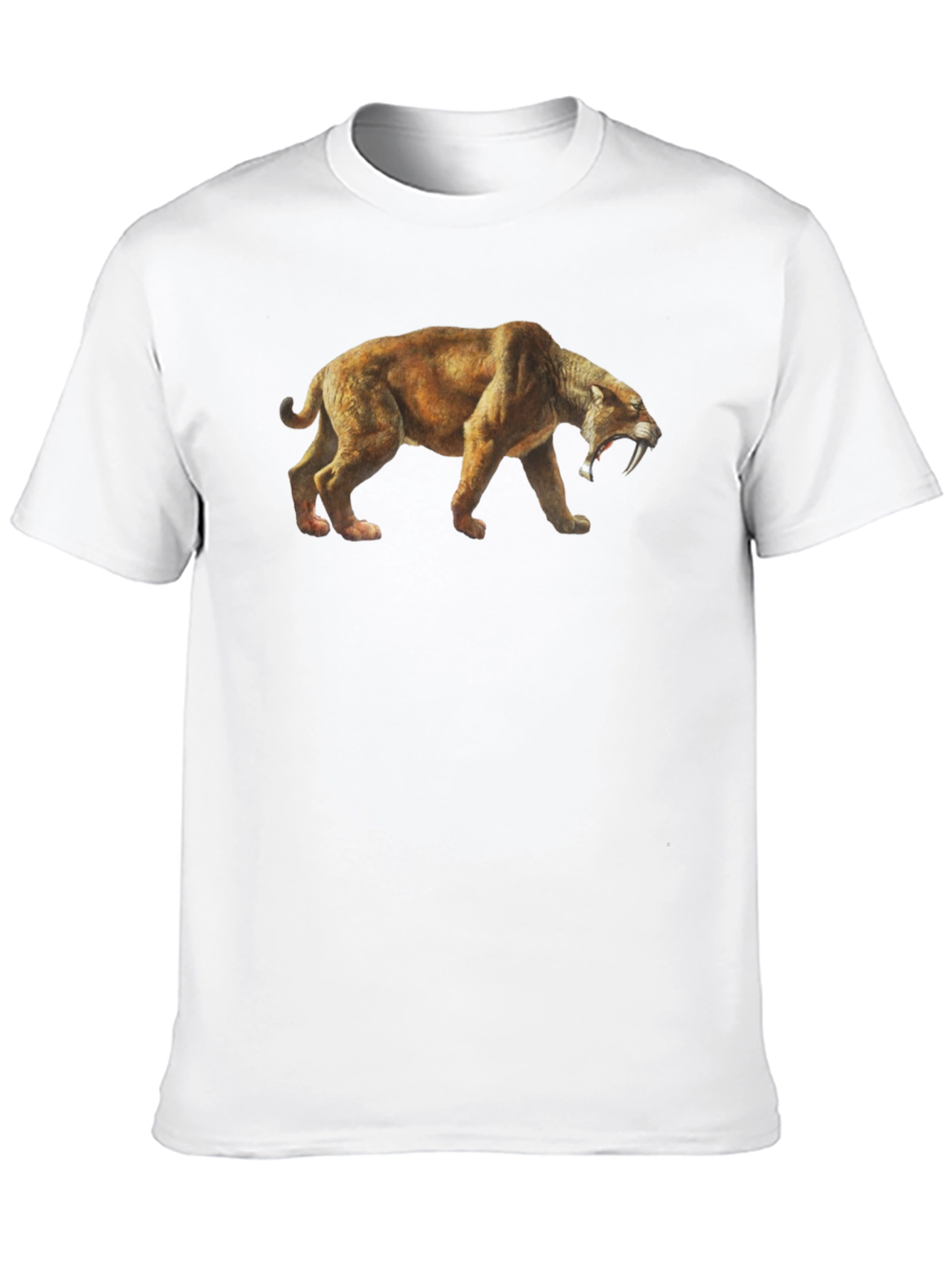 Camiseta Negra con Diseño de Tigre Dientes de Sable
