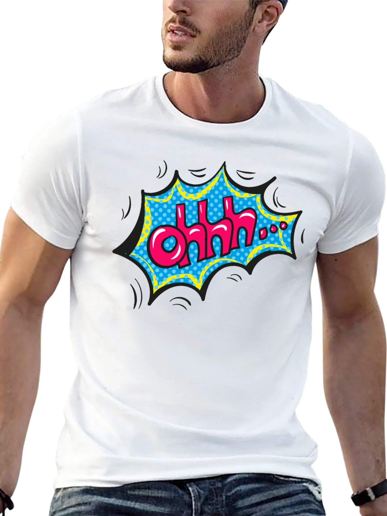 Camiseta Negra con Diseño Comic Ohhh