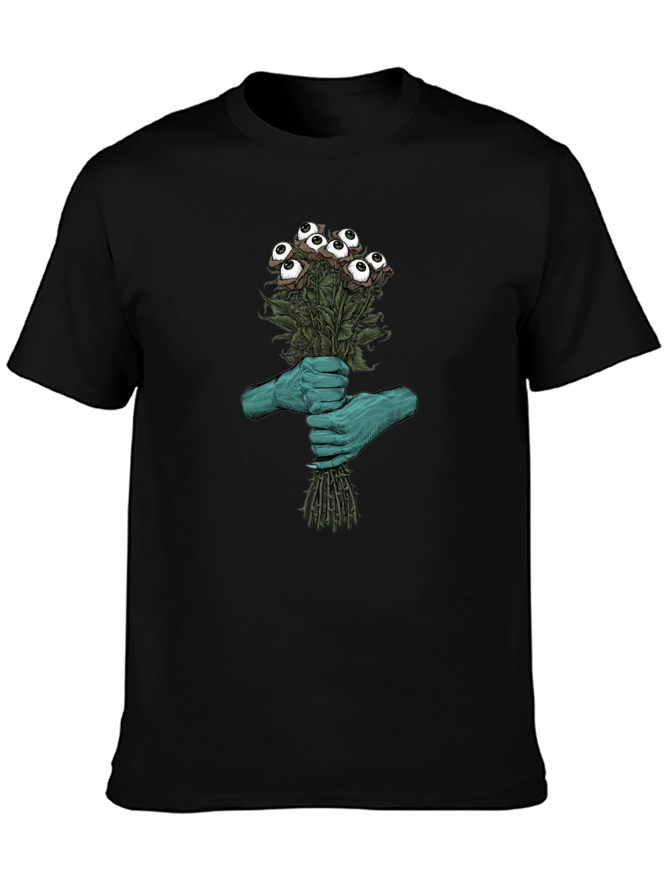 Camiseta Negra con Diseño Floral Ocular