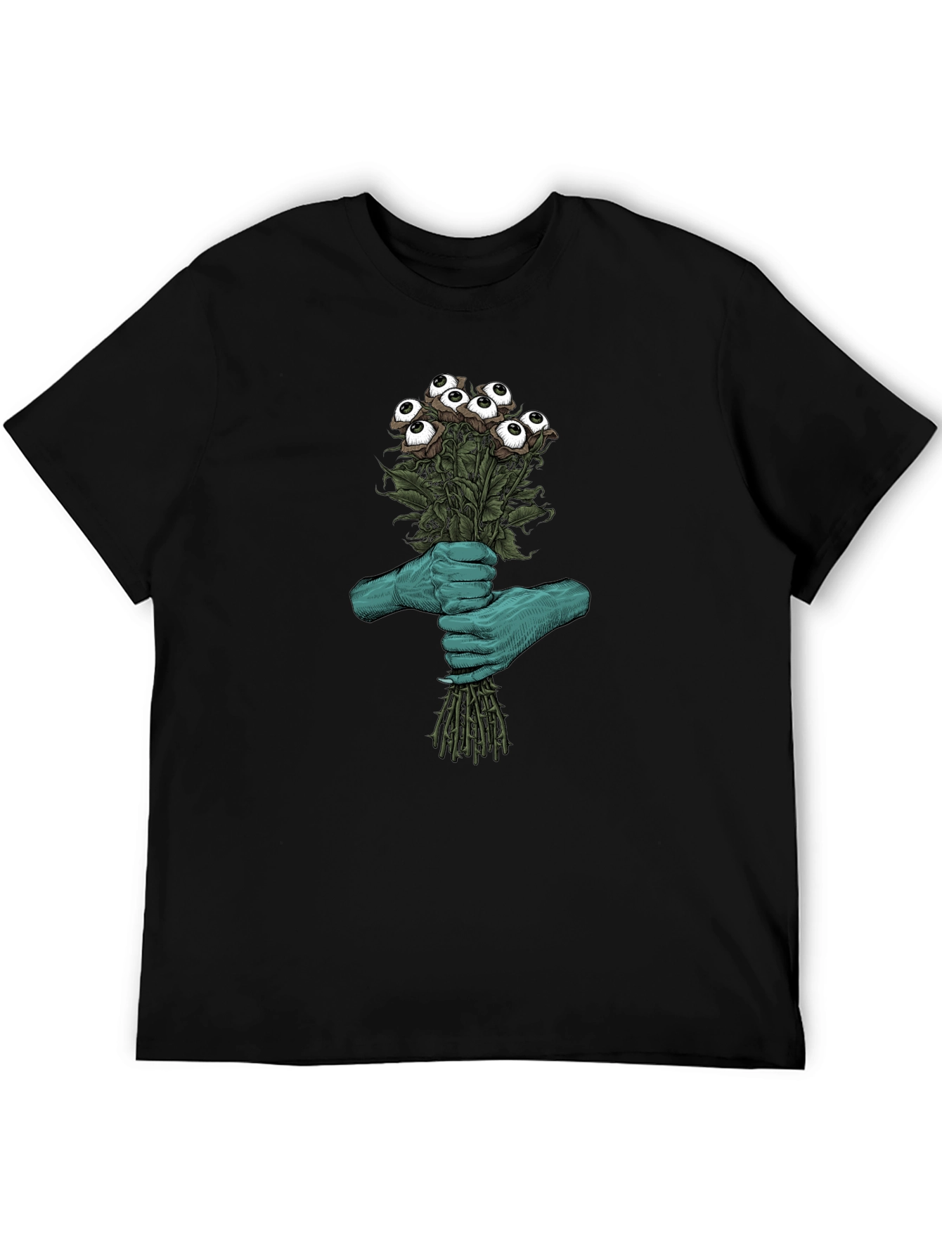 Camiseta Negra con Diseño Floral Ocular