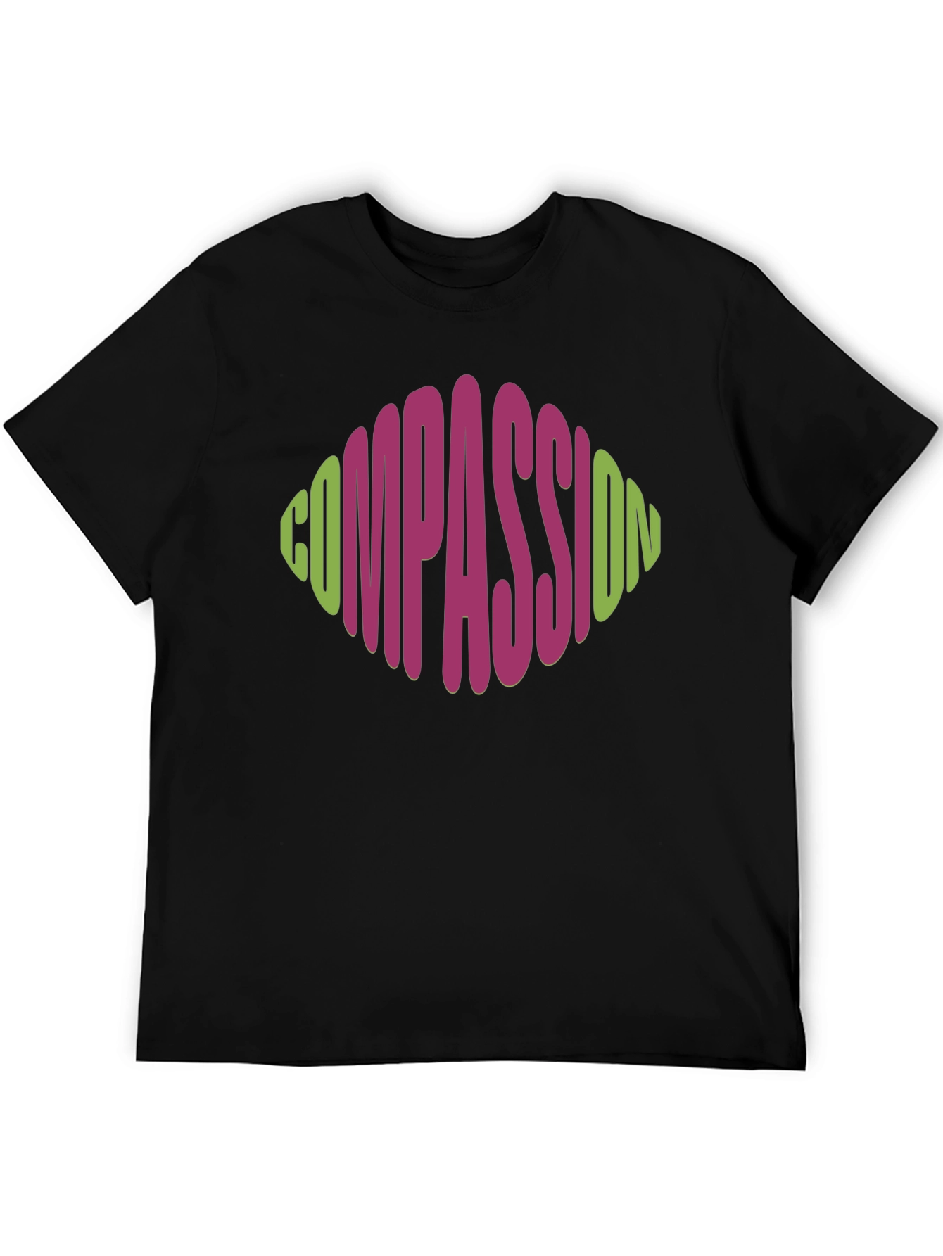 Camiseta Negra Compasión Diseño Ovalado