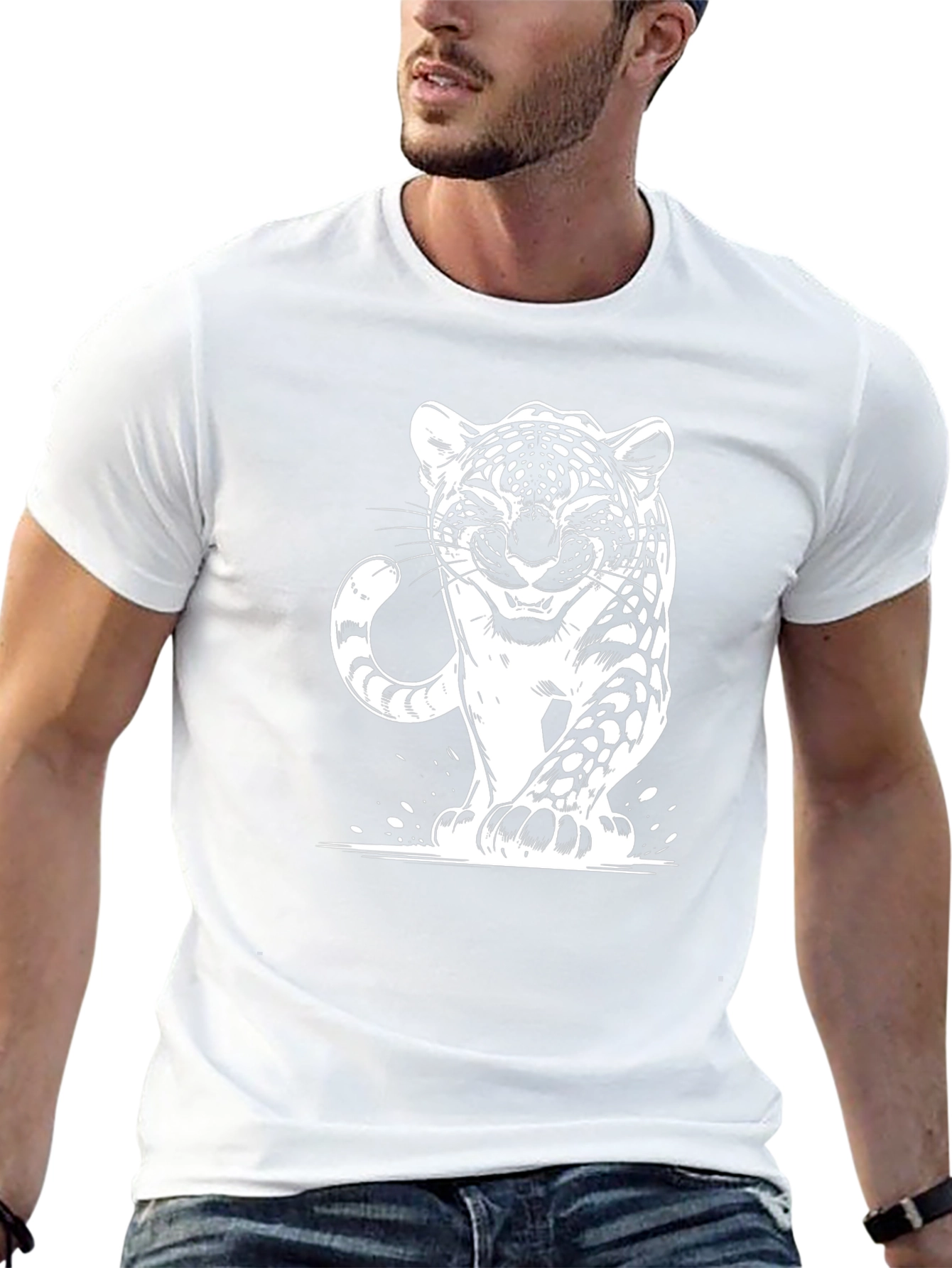 Camiseta Negra con Diseño de Jaguar