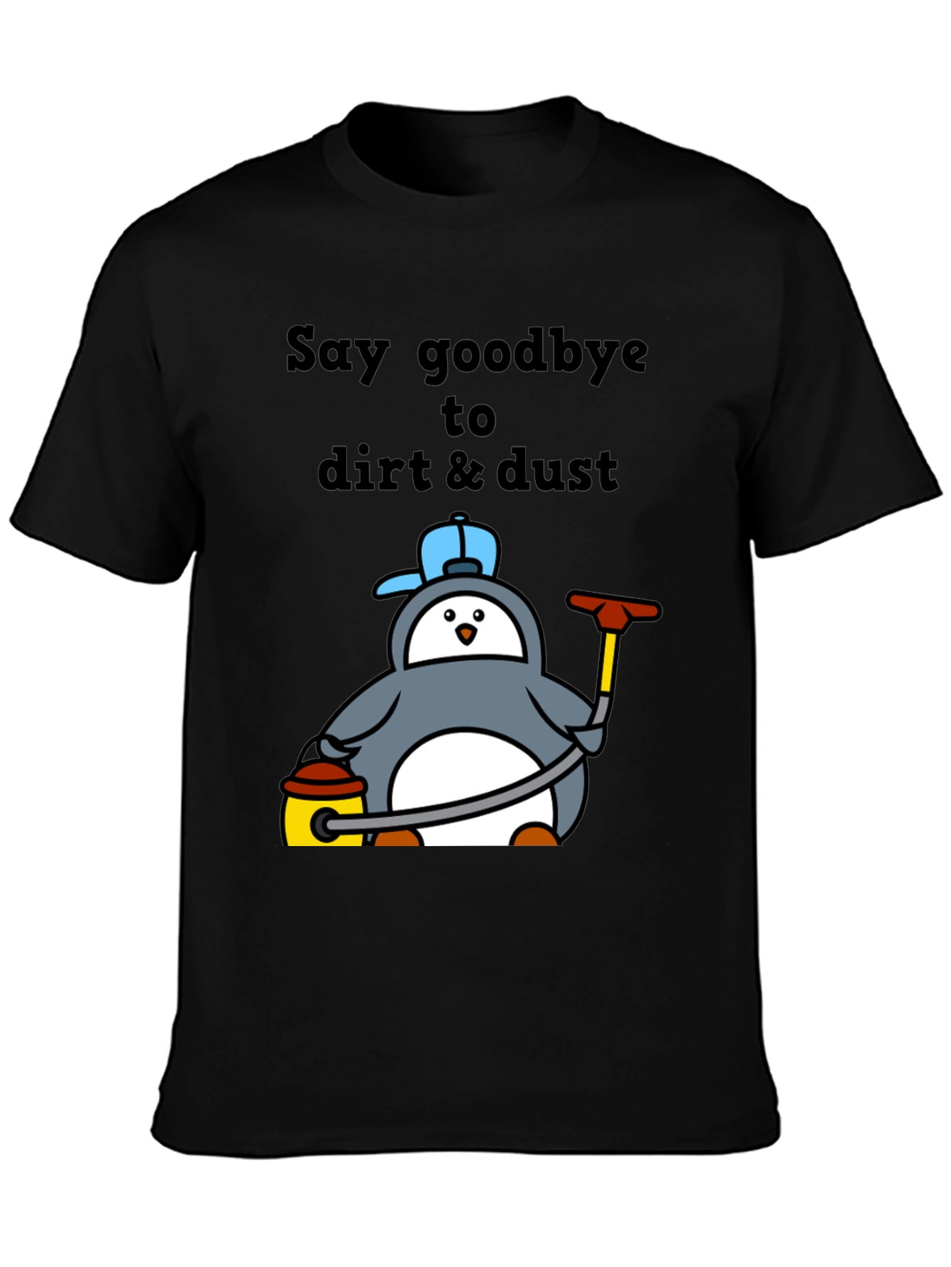Camiseta Negra con Pingüino Limpiador