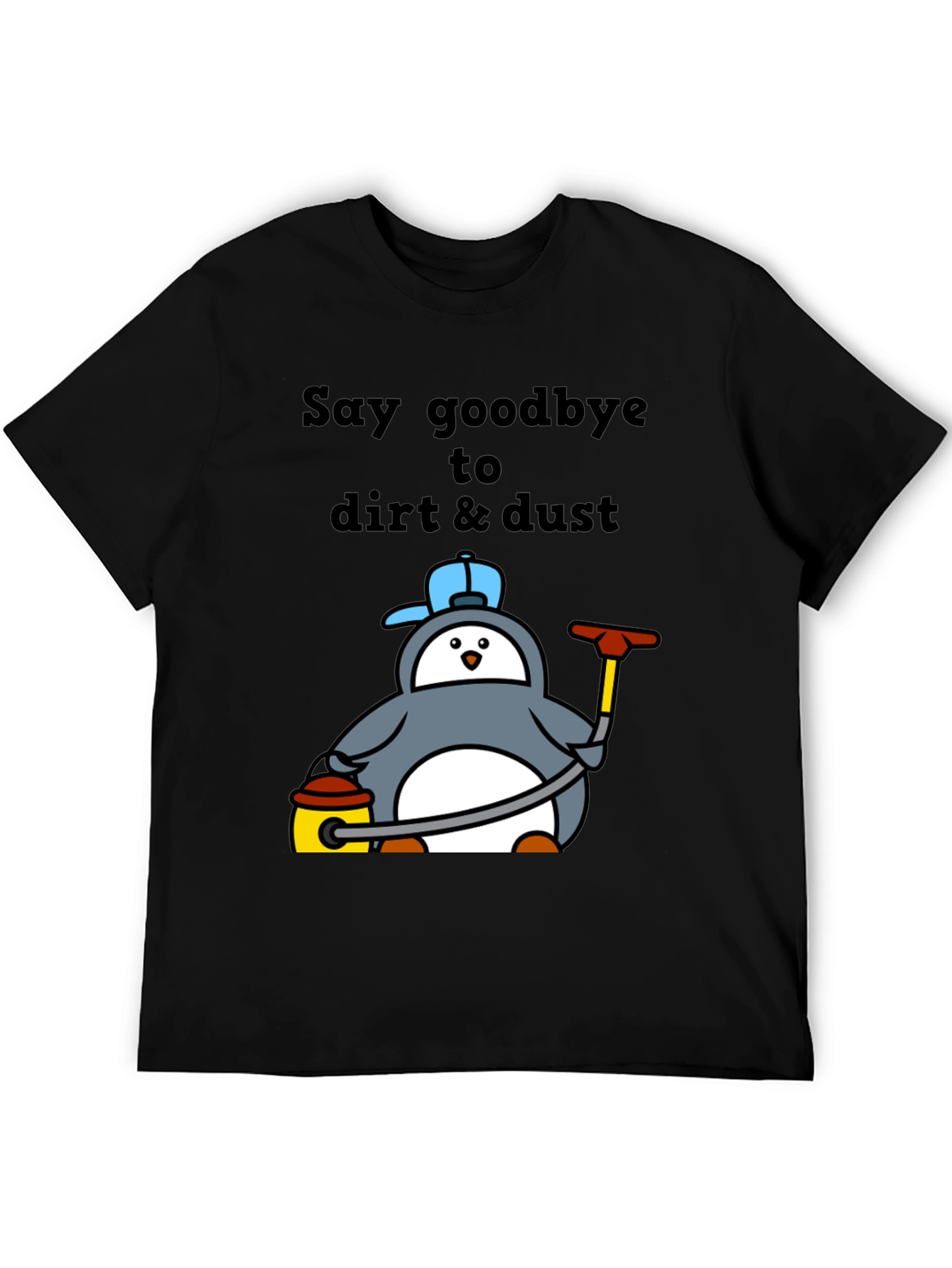 Camiseta Negra con Pingüino Limpiador