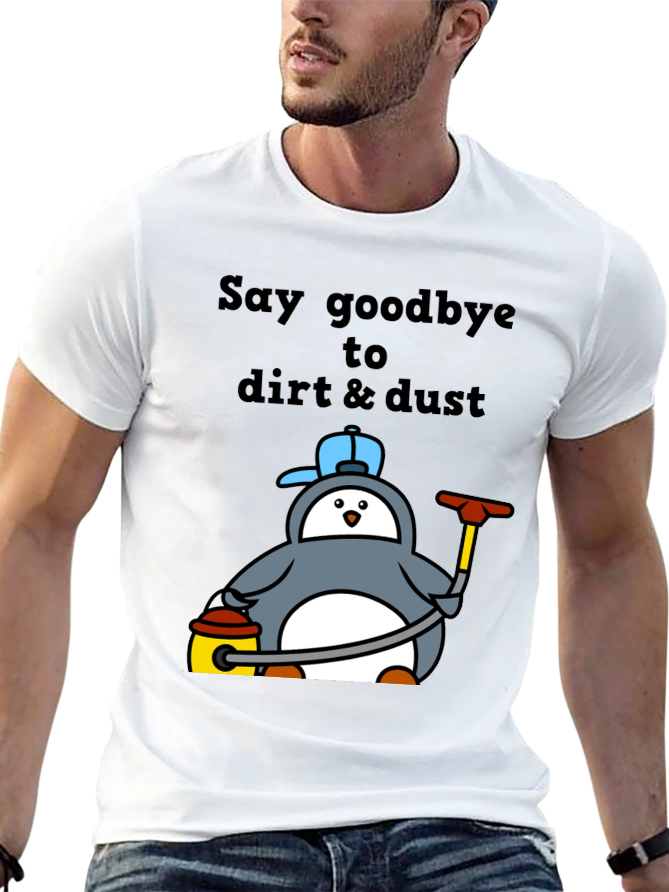 Camiseta Negra con Pingüino Limpiador