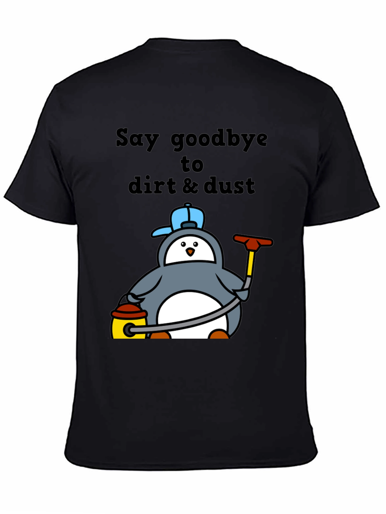 Camiseta Negra con Pingüino Limpiador