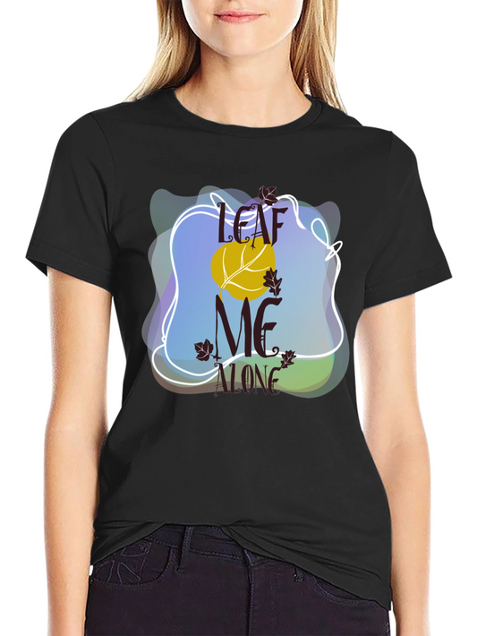 Camiseta Negra Divertida Leaf Me Alone Otoño