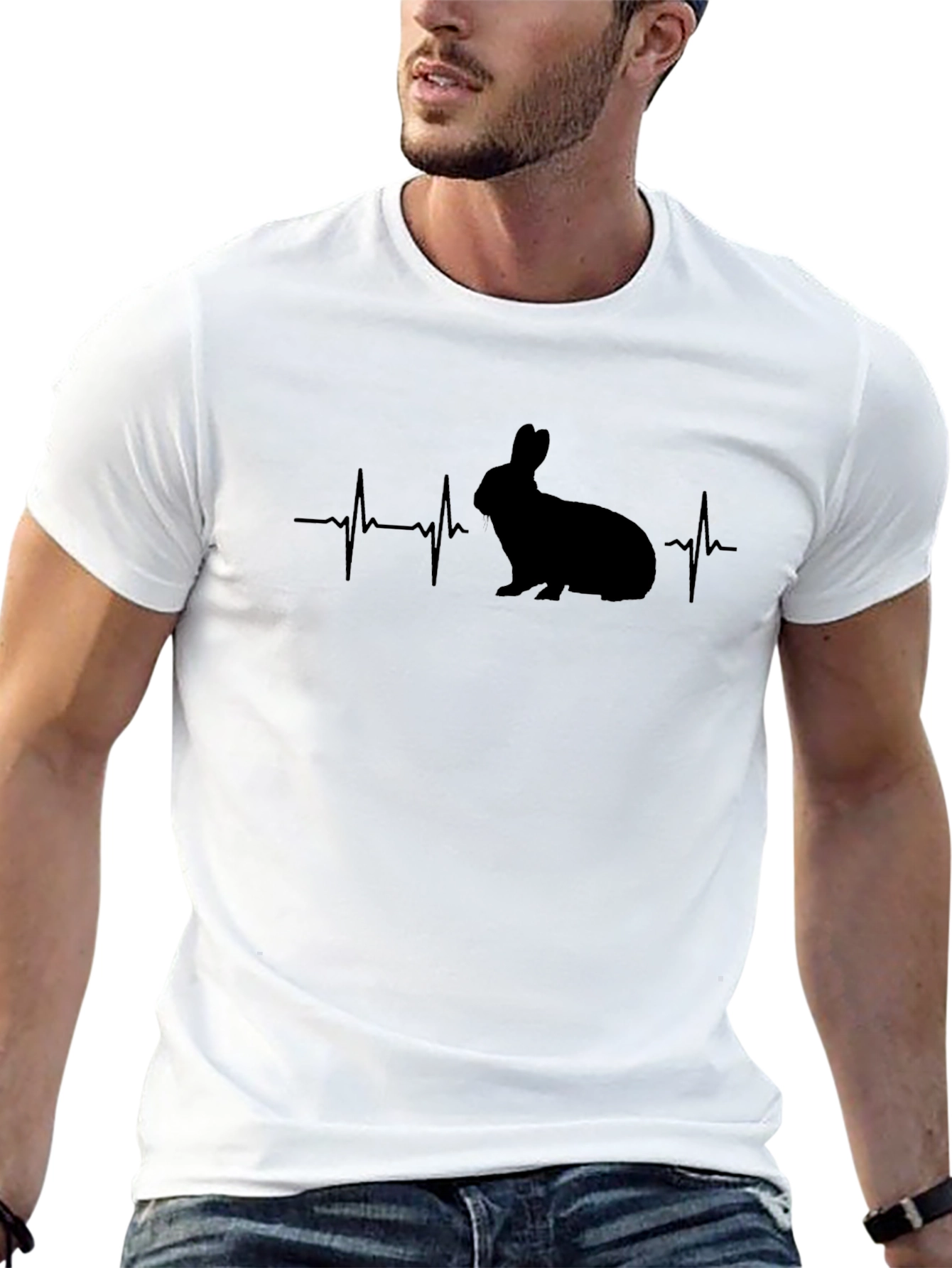 Camiseta Negra Conejo Latido - Diseño Único